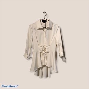 Adria Moss - Corset bodice white dress shirt.